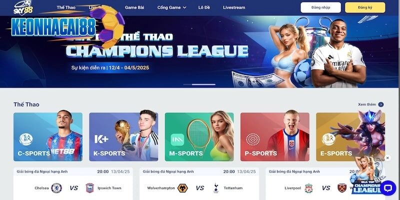 Top các tỷ lệ kèo được yêu thích tại Sky88